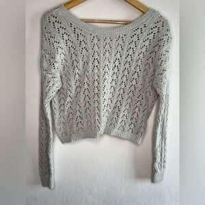 Hollister Long-Sleeve Crochet Twist Reversible Sweater In Gray Women’s Size XS